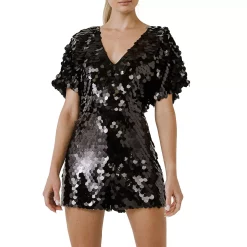 Dolman Sleeve Sequin Romper