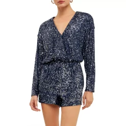 Front Wrap Sequins Romper