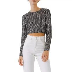 Cropped Open Back Sequins Top