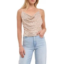 Cowl Neck Sequin Top
