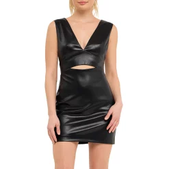 Stretch PU Cut-out Mini Dress