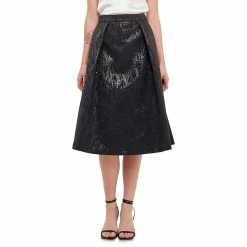 Metallic Jacquard Flare Midi Skirt