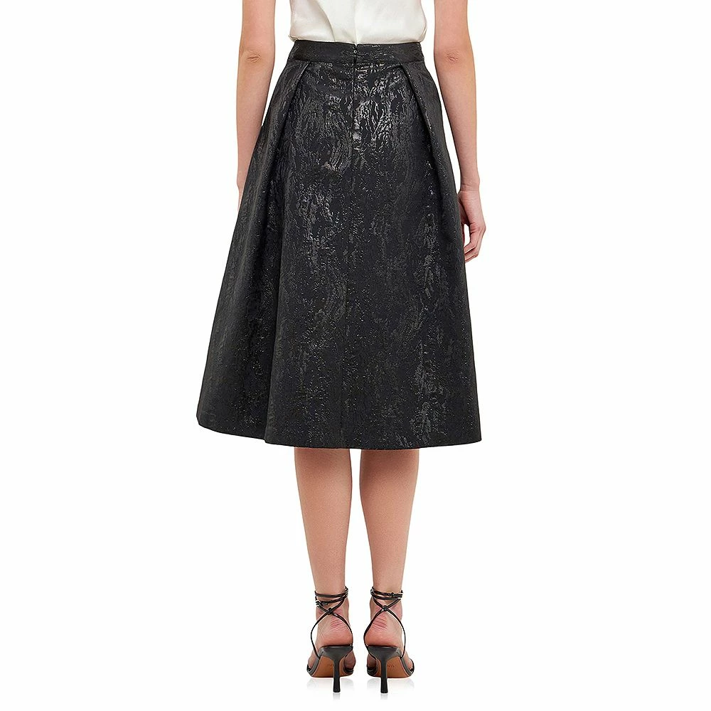 Metallic Jacquard Flare Midi Skirt - Image 2