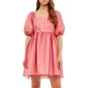 Checker Puff Mini Dress