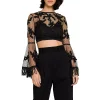 Floral Lace Crop Top with Bell Sleeve